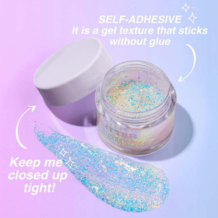 LANGMANNI Dual Pack Holographic Body Glitter Gel- Changes Color Under Light, Suitable for Body, Face, Hair, and Lips, Vegan and Cruelty-Free (1.35 oz/pcs, Golden Ocean & Sparkling Pink)