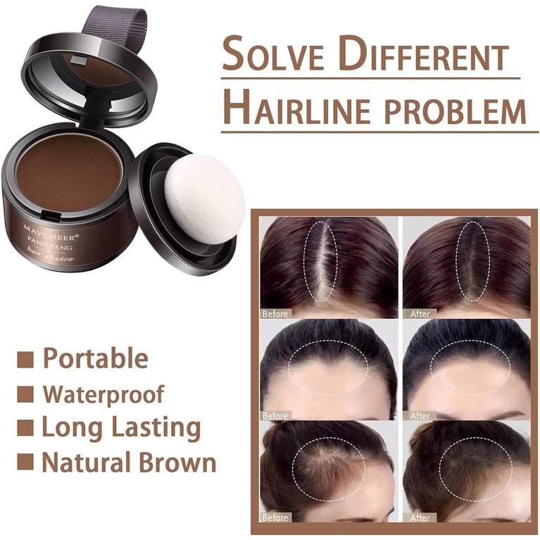 Instantly Hairline Shadow,Hairline Powder,Root Touch Up Quick Cover Brown Hair Root Concealer for Hairline,Shadow,Eyebrows, Beard,Waterproof,Lithe,Portable,Nautral,Long Lasting,with Mirror &Puff