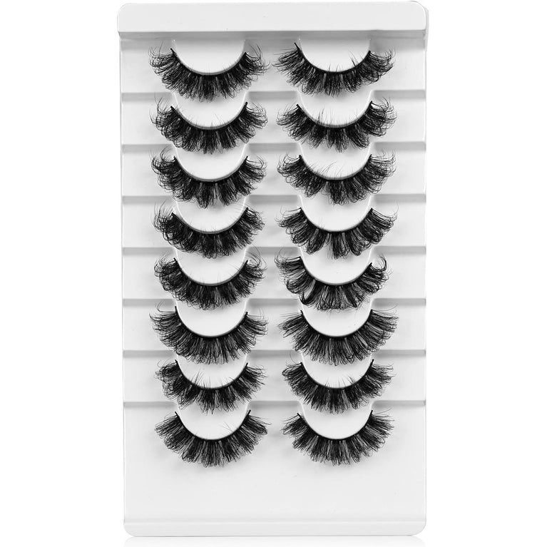Leipple 8D Mink Effect False Eyelashes - 8 Pairs Reusable, Waterproof and Natural Looking Faux Eyelashes - Perfect for Everyday and Special Occasions (QZ-04)