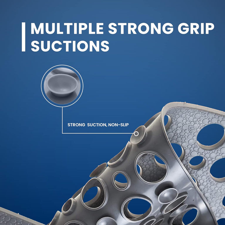 Extra Large Grey Bath Shower Mat with Modern Design and Suction Cups