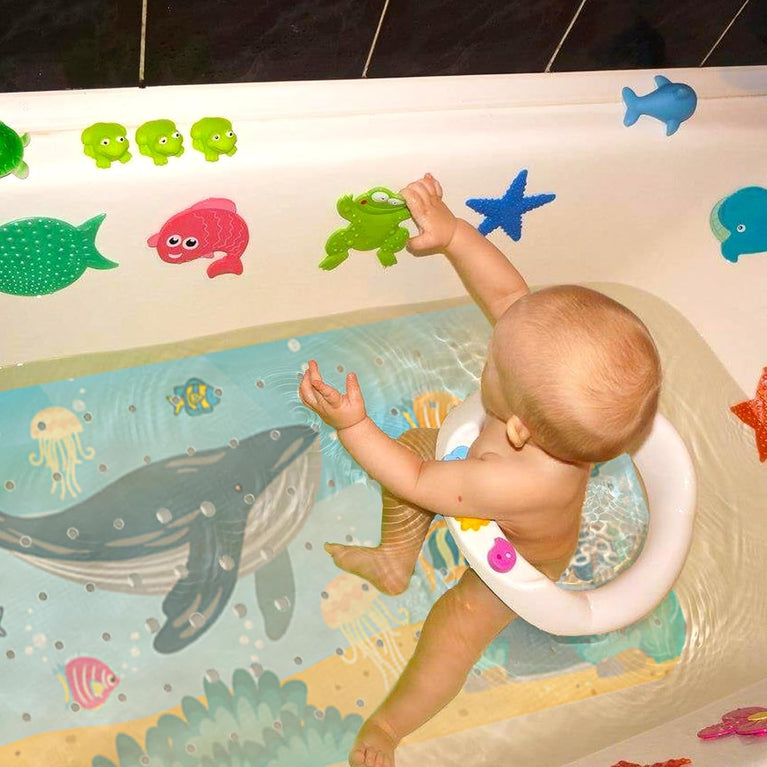 ZOUFRIDN Ocean Friends Non-Slip Bathtub Mat for Children & Baby, Blue