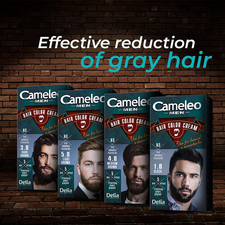 Cameleo Men - Grey Hair Solution Hair Colour for Men & Beard | 5-Min Natural Effect | Ammonia-Free | 30ml