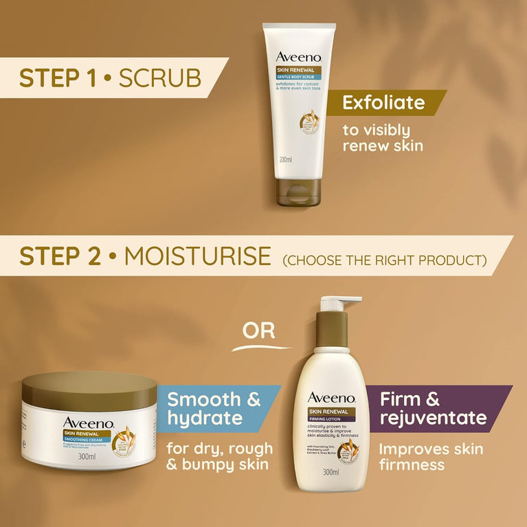 Aveeno Skin Renewal Gentle Body Scrub, Exfoliates & Renews Dry, Bumpy Skin, with Prebiotic Oat, Naturally Derived PHA & Niacinamide, 200ml