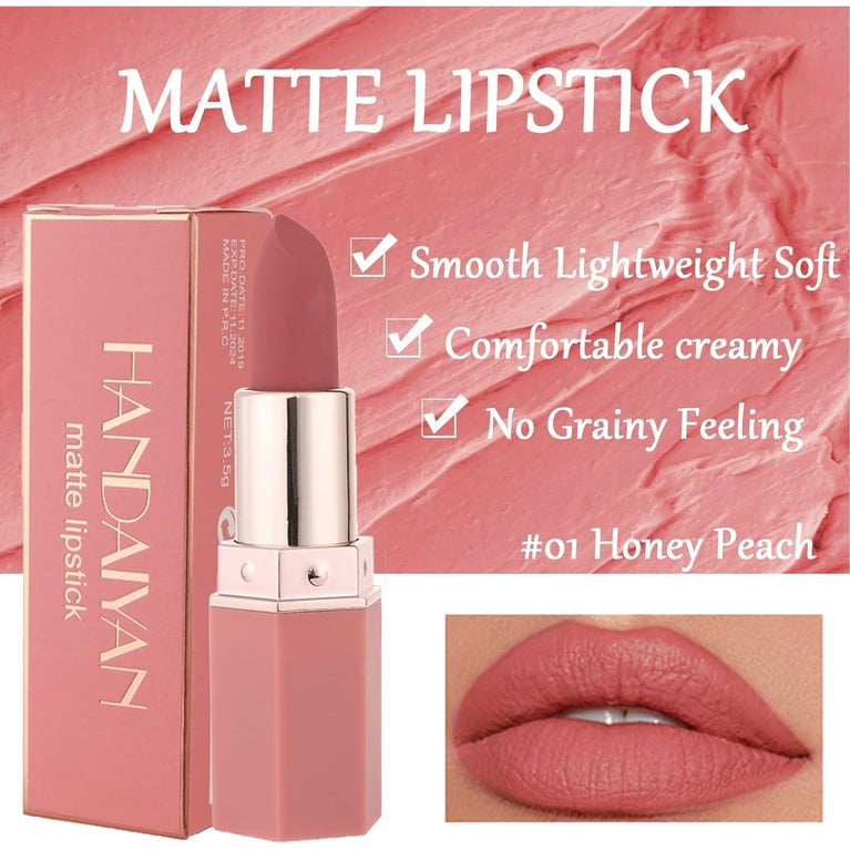 Silky Matte, Waterproof Lip Gloss with Full-Coverage Lip Color - Long Lasting, Non-Stick Velvet Lipstick in Honey Peach - Ideal Makeup Gift for Women