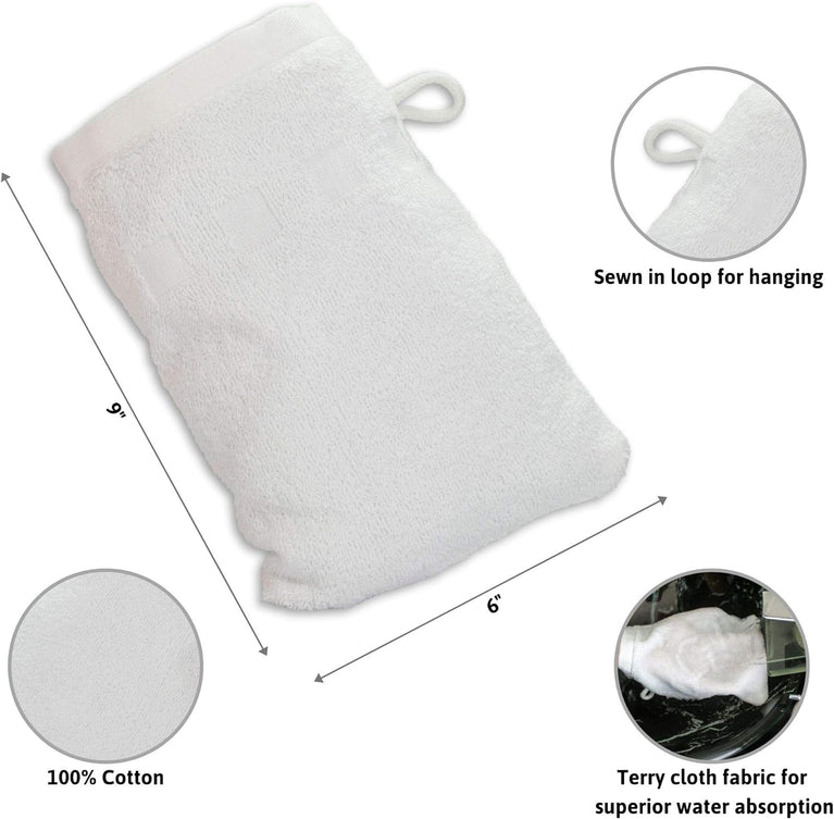 MEK Bath Mitts - Pack of 6 - Charcoal European Style Washcloth