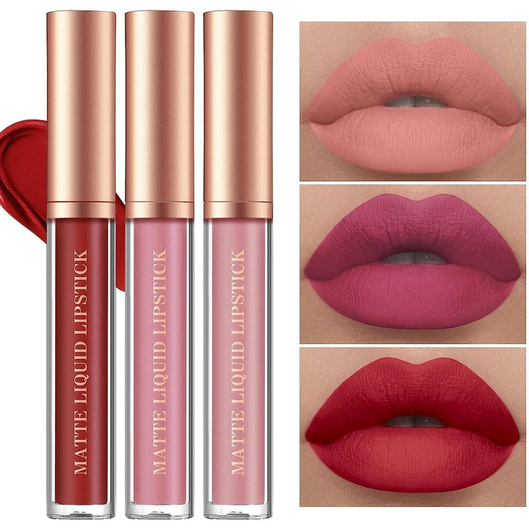 24-Hour Stay Matte Liquid Lipstick & Lipliner Set - Waterproof, Non-Fading, High Coverage Lip Color with Cosmetic Bag - Cruelty-Free Makeup Gift Set for Women, 12 Pcs (Set C)