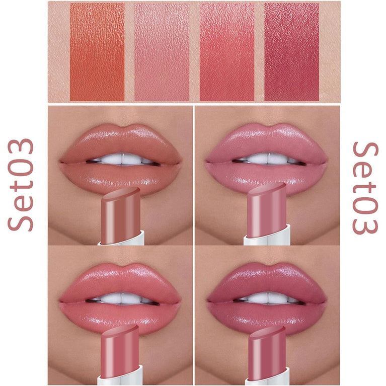 Long-Lasting Matte Lip Gloss Set - 4 Pcs High Pigment Waterproof Liquid Lipsticks, Nude Shades for All Occasions, Perfect Makeup Gift Set for Women