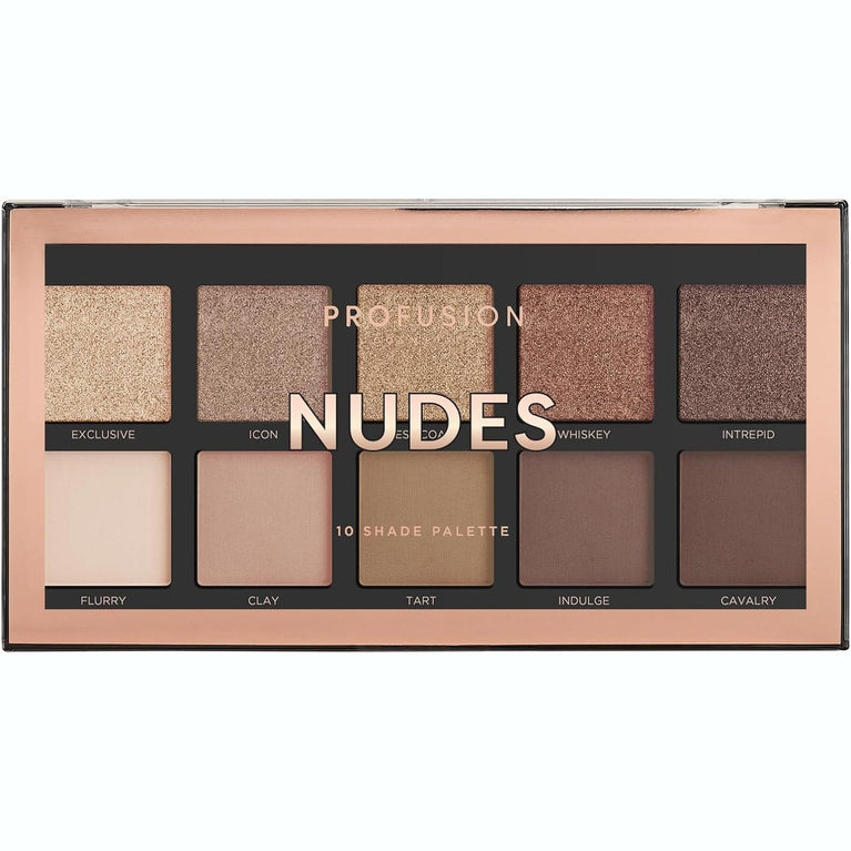 Profusion Cosmetics Ultimate Blendable Nudes Eyeshadow Palette with 10 Versatile Shades, Multicolour