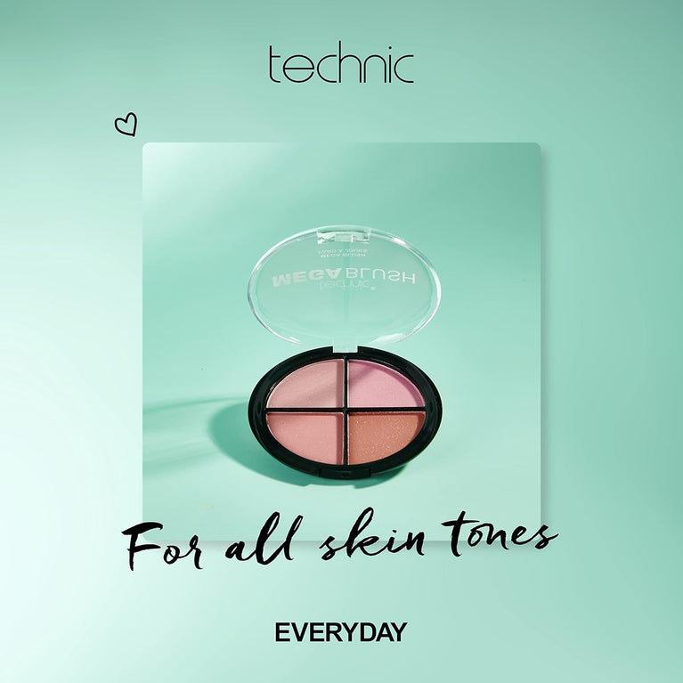 Technic 4-in-1 Vibrant Matte Blusher Compact - Richly Pigmented for All Skin Tones