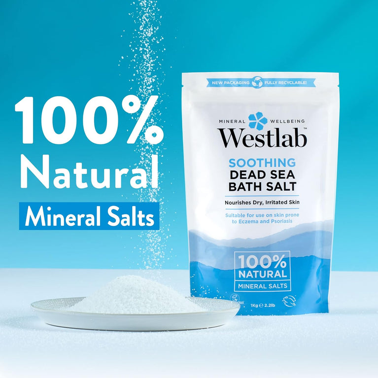 Westlab Pure Mineral Bathing Dead Sea Salt, 1kg - Soothing and Nourishing Mineral Bath Salt