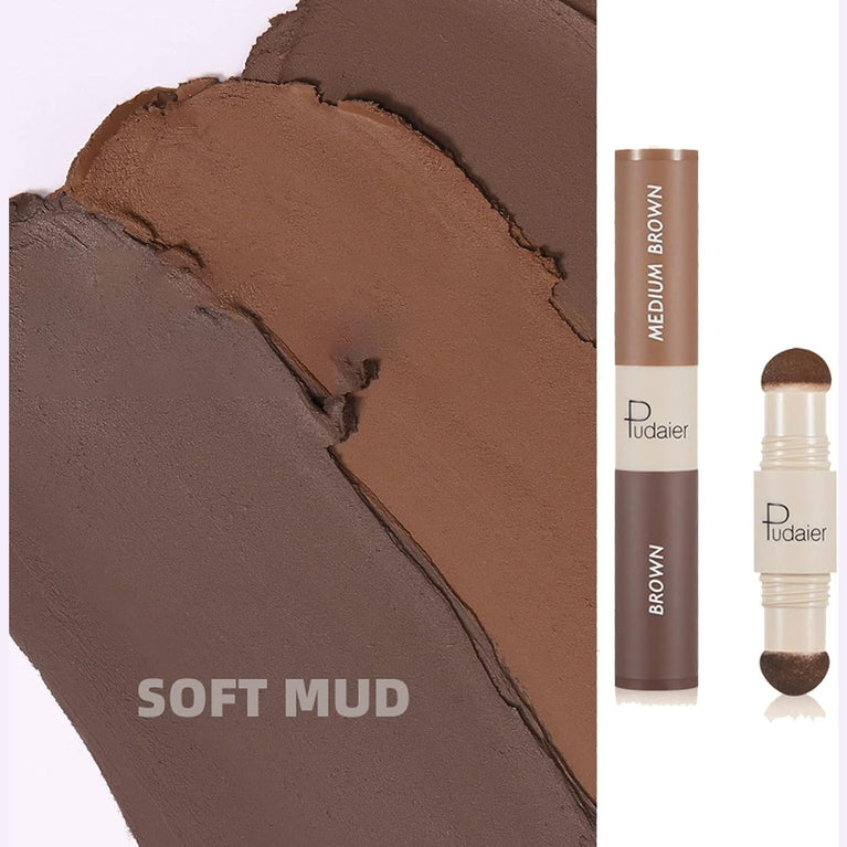 Ultimate Eyebrow Shaping Kit with Long-lasting Waterproof Brow Cream, Stamp Set and Reusable Stencils - Perfect for Beginners (Medium Brown & Brown)