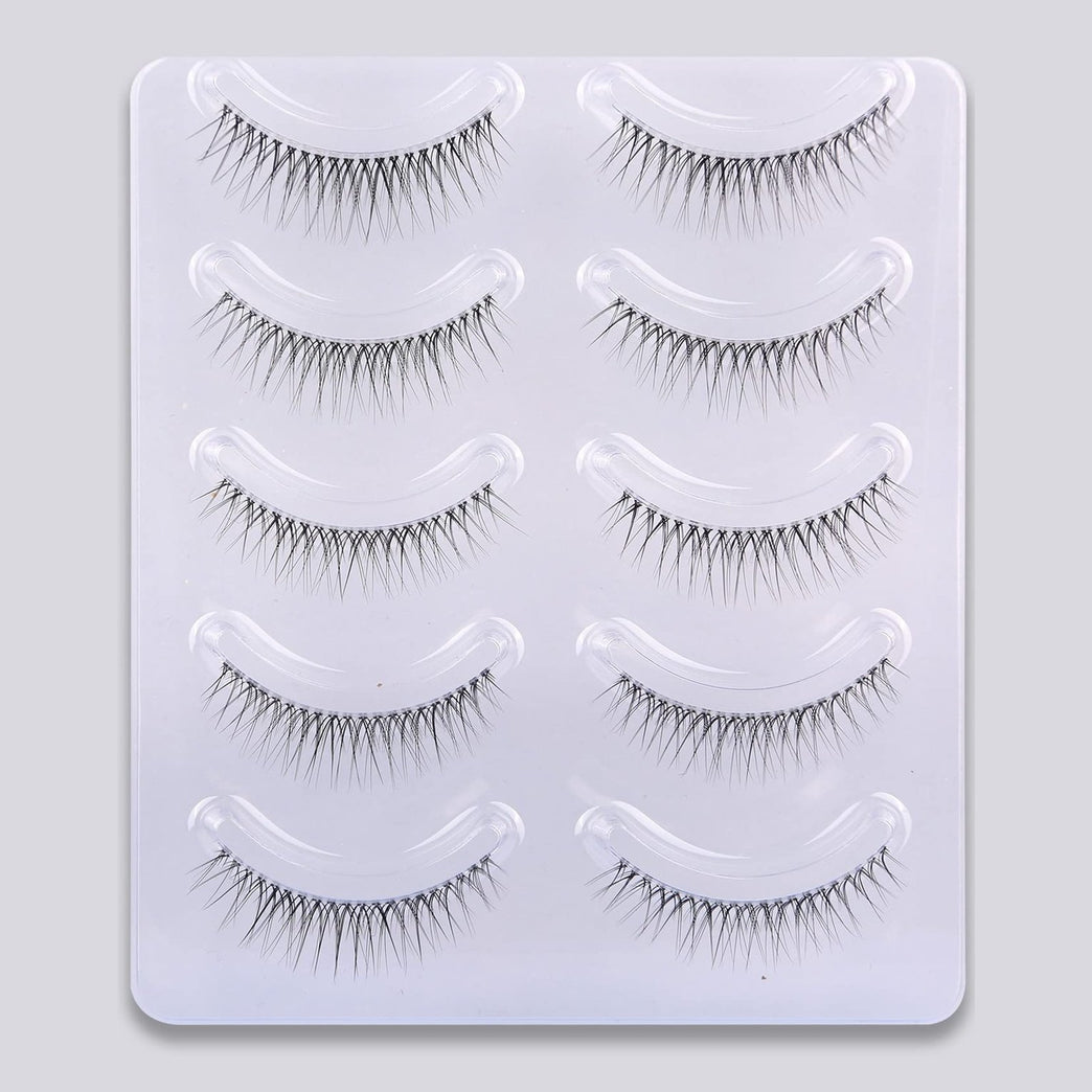 GMAGICTOBO Handcrafted False Eyelashes Pack with Clear Band, Short Natural Faux Mink Lashes - Cruelty Free and Vegan, 5 Pairs Multipack