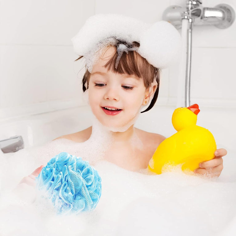 Aquior Bath Sponge Shower Loofahs Balls 60g/PCS Extra Large Mesh Pouf Easy Foaming Body Scrubber Exfoliator for Big Full Lather Cleanse(4 Pack)