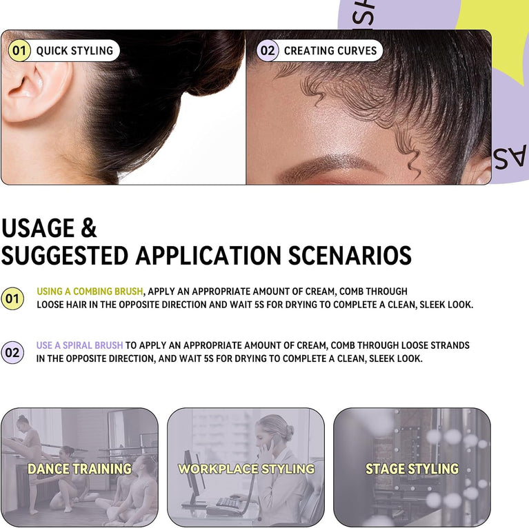 Double Head Hair Finishing Stick, Hair Mascara Brush Head & Comb Shaped Head Wax Stick, Flyaway Non-greasy Men Women Bangs Styling Products (ColorC 1pack)