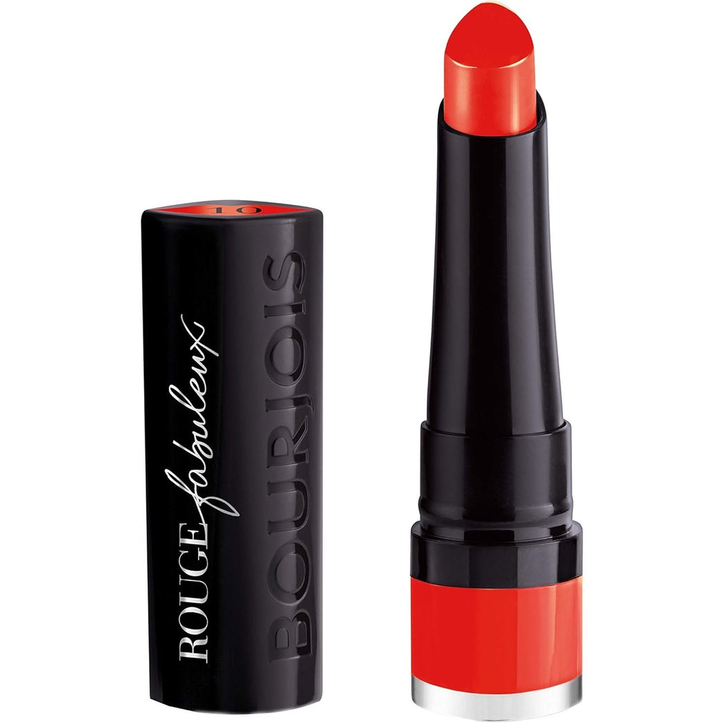 Bourjois Fabulous Rouge Bullet Lipstick in 010 Scarlet it be, Long-lasting and Enriched with Marula Oil, 2.3g