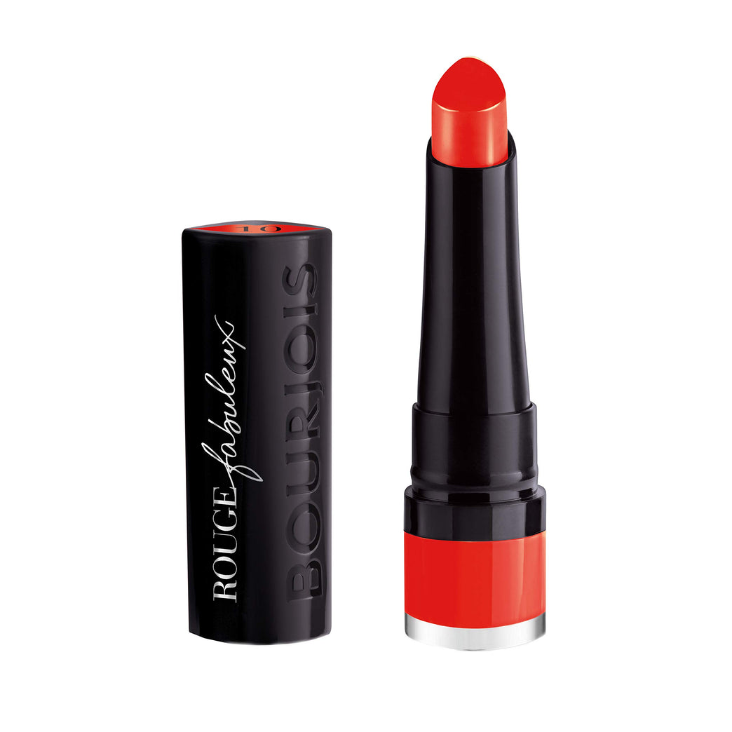 Bourjois Fabulous Rouge Bullet Lipstick in 010 Scarlet it be, Long-lasting and Enriched with Marula Oil, 2.3g