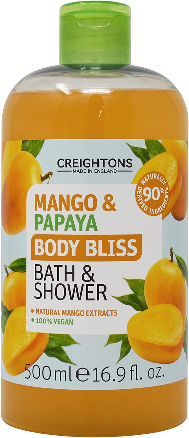 Tropical Paradise Mango and Papaya Bath and Shower Gel - 90% Natural Ingredients, 100% Vegan, Cruelty-Free