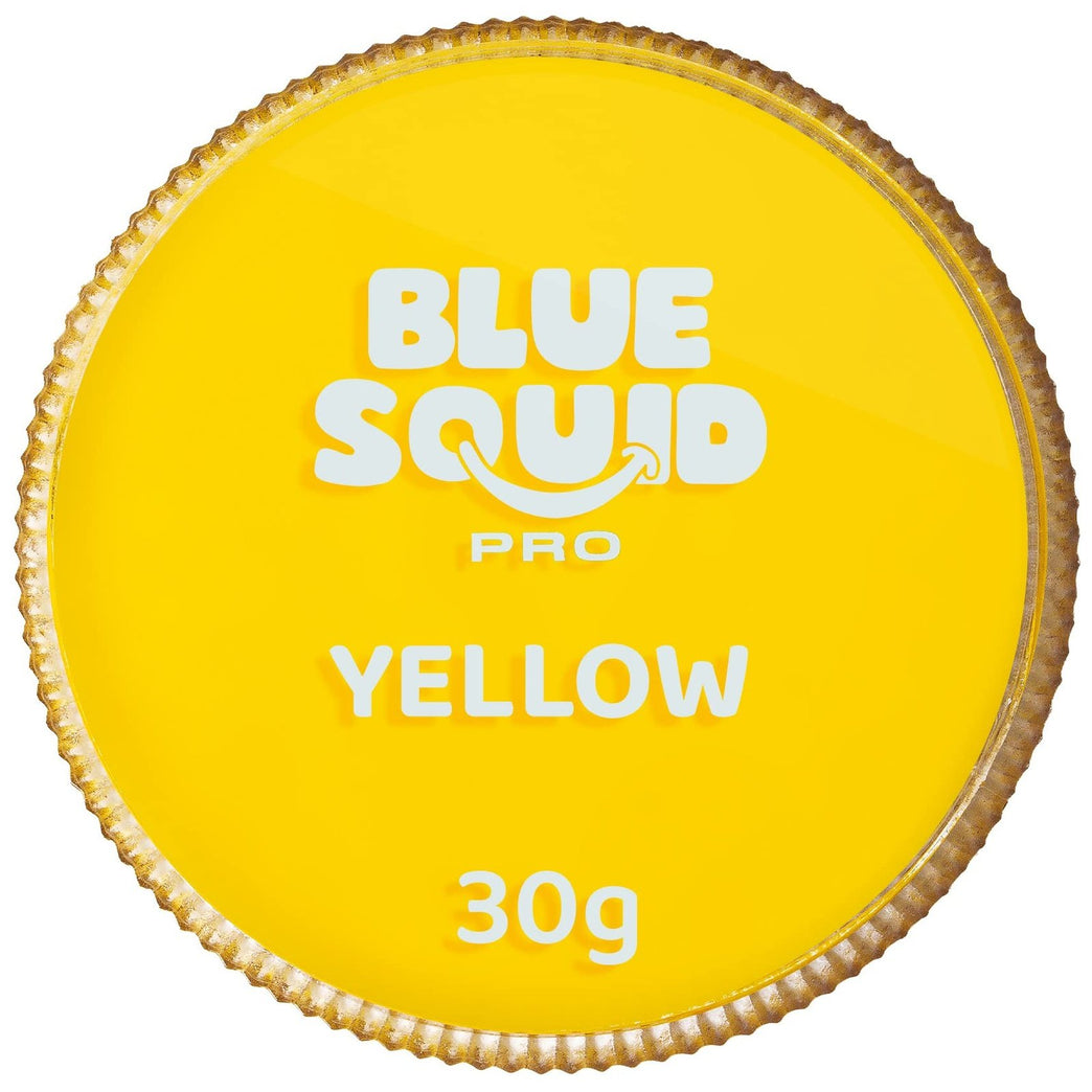 Blue Squid PRO Professional Grade Face Paint - Vibrant Yellow (30gm), Water Activated Body & Face Makeup for Kids and Adults, Ideal for Halloween and SFX Face Painting with Smudge-Free, Easy Clean Formula