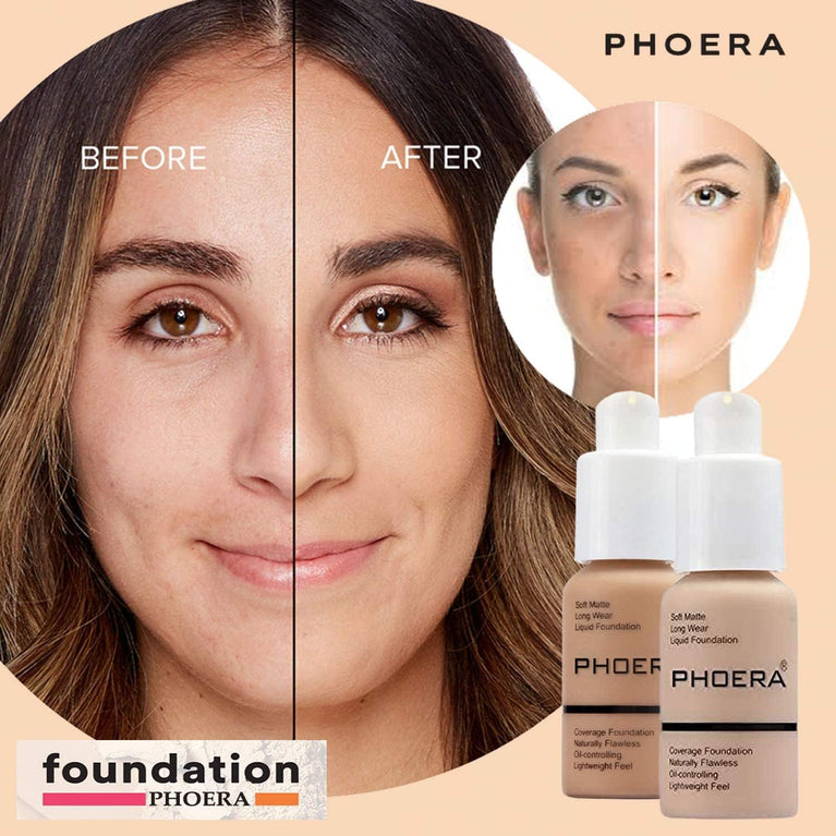 Phoera Shine-Free Matte Makeup Kit with Full Coverage Foundation & Long-Lasting Setting Spray