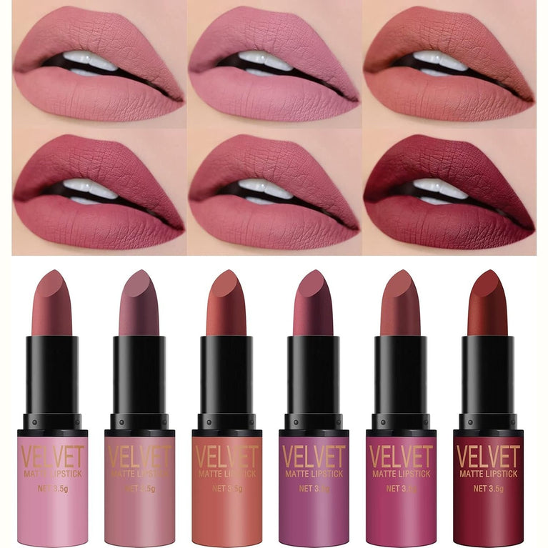Petansy Velvet Matte Lipstick Kit: 6-Color Long-Lasting Waterproof Set with Sophisticated Finish in Gift Box