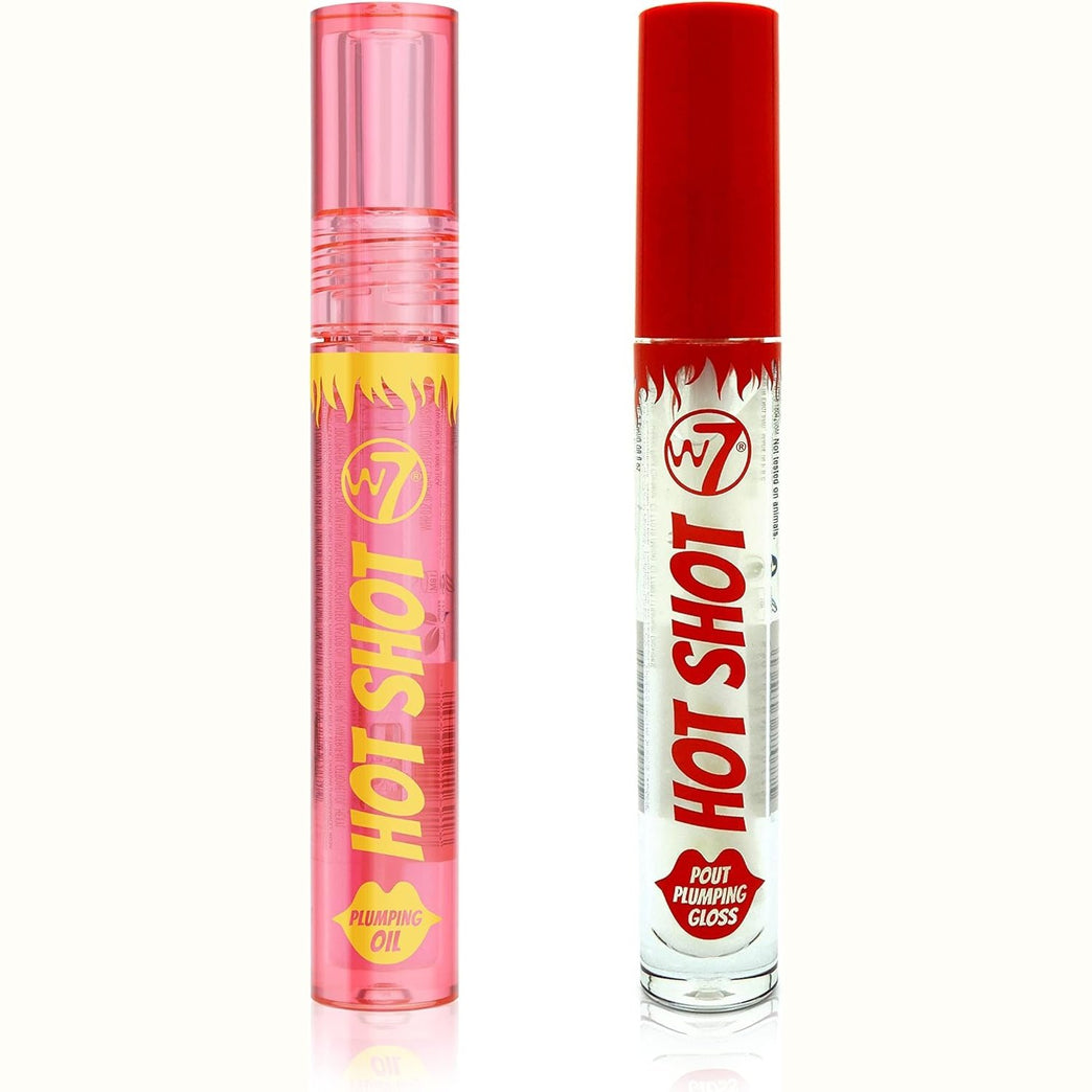 W7 Cosmetics 2-in-1 Lip Plumping Gloss & Nourishing Oil Duo - High-Shine, Non-Sticky Formula, Ideal for Everyday Wear & Glam Looks