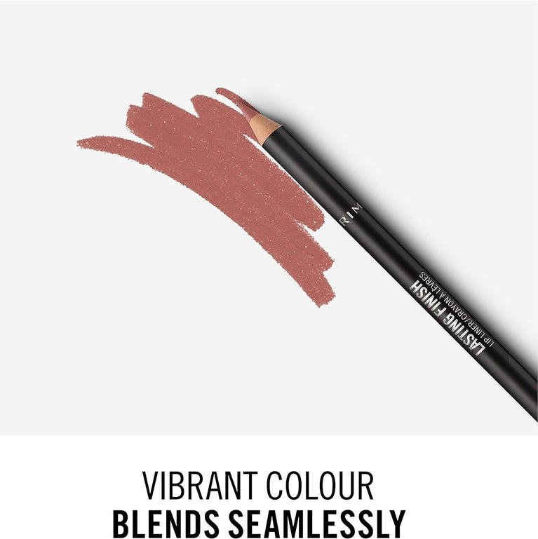 Rimmel 8-Hour Wear Lip Liner in 90s Nude Shade, 4g - Creamy & Smooth with Vibrant Colour