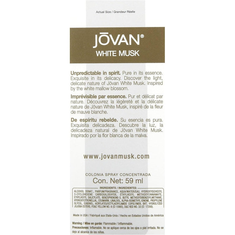 Jovan White Musk Eau De Cologne Spray - 59 ml for Women