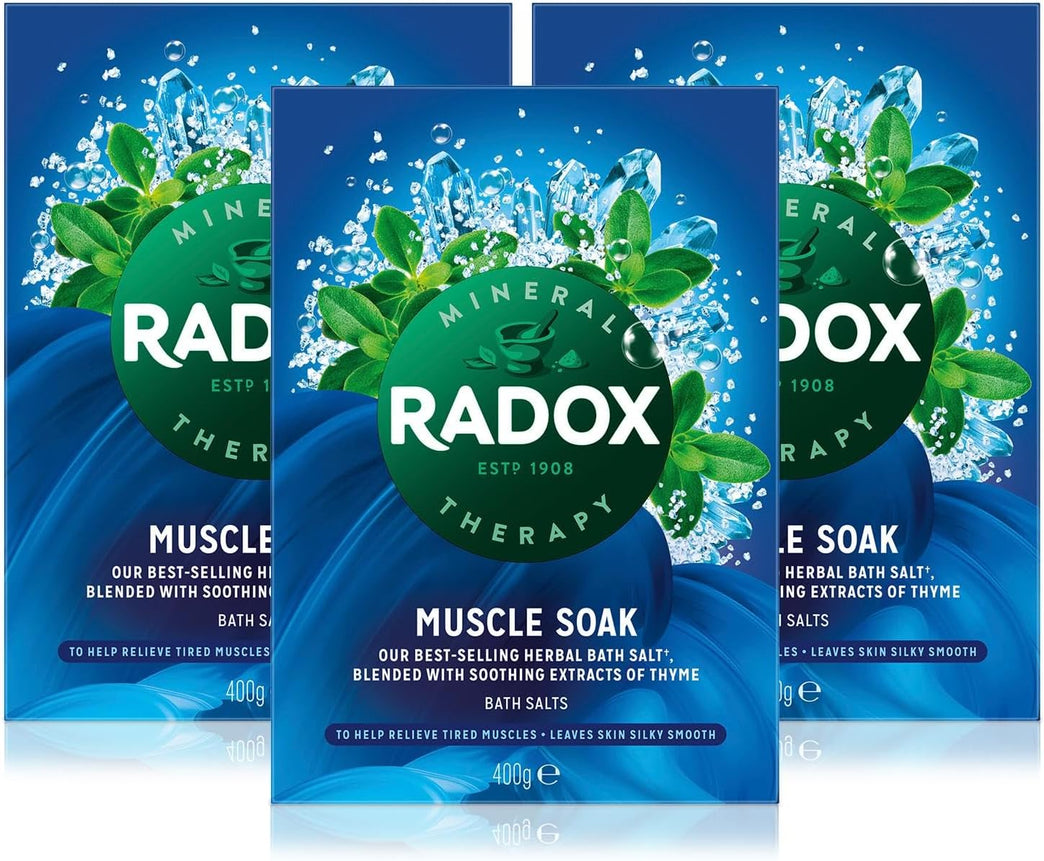 Radox Thyme Scented Muscle Soak Herbal Bath Salt Multi Pack 3 x 400g