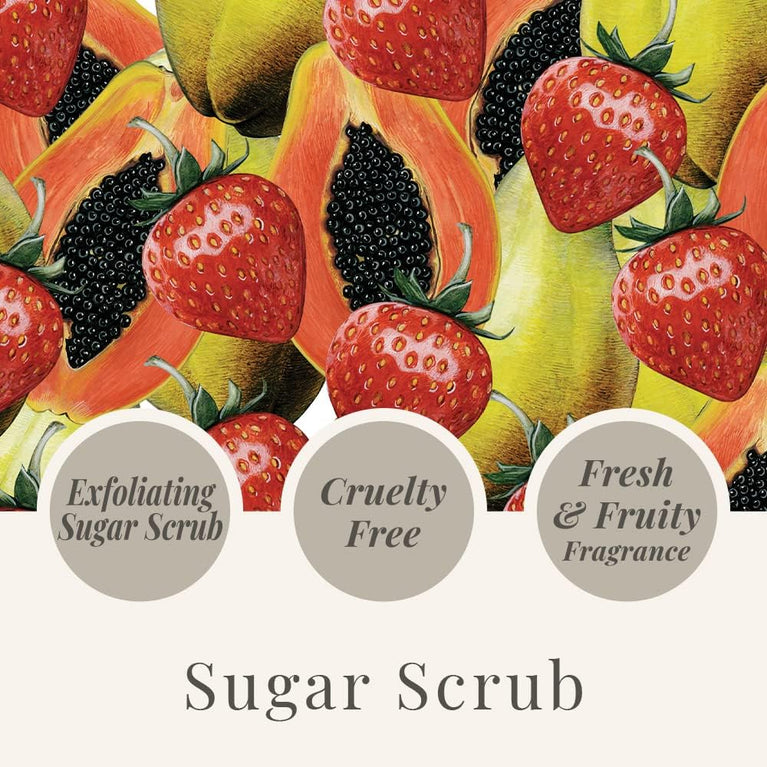 Tropical Fruits Sugar Scrub, Exfoliating Body Scrub For Smoother Healthier Skin Strawberry and Papaya 1 x 550g