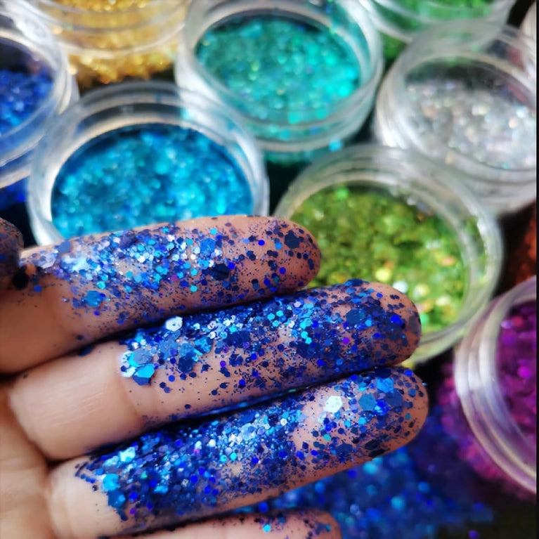Veroa Festive Body and Hair Glitter Set - 12 Vibrant Colors for Parties, Festivals, and Raves (10g x 12PCS)