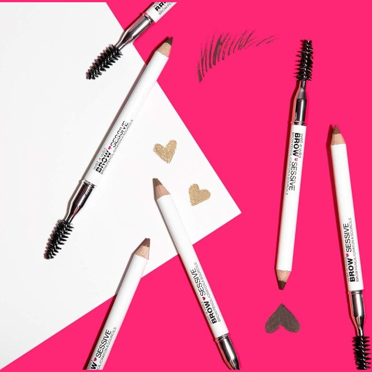 Wet 'n' Wild Brow-Sessive Medium Brown Eyebrow Pencil, Dual-Functional with Spoolie Brush, for Natural, Buildable Eyebrow Definition