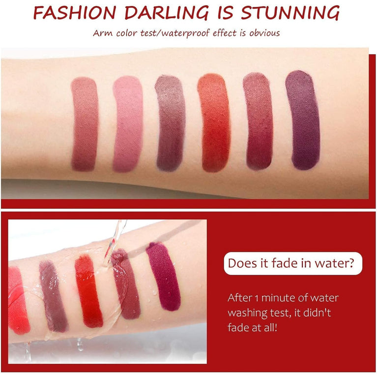 Matte Finish Lipstick Set - Waterproof, Intense Pigment, Long-Lasting Lip Makeup Kit (6 Colors) - Ideal Gift for Women for All Occasions