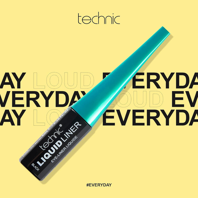 Technic All-Day Wear Liquid Eyeliner - Waterproof, Smudge-Proof & Ultra-Precise, Rich Jet Black Color for Bold & Natural Looks