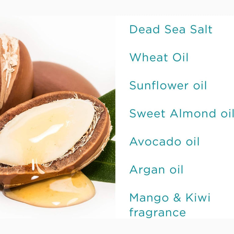 Dead Sea Salt Body Scrub with Mango & Kiwi - Organic Exfoliating Salt Scrub