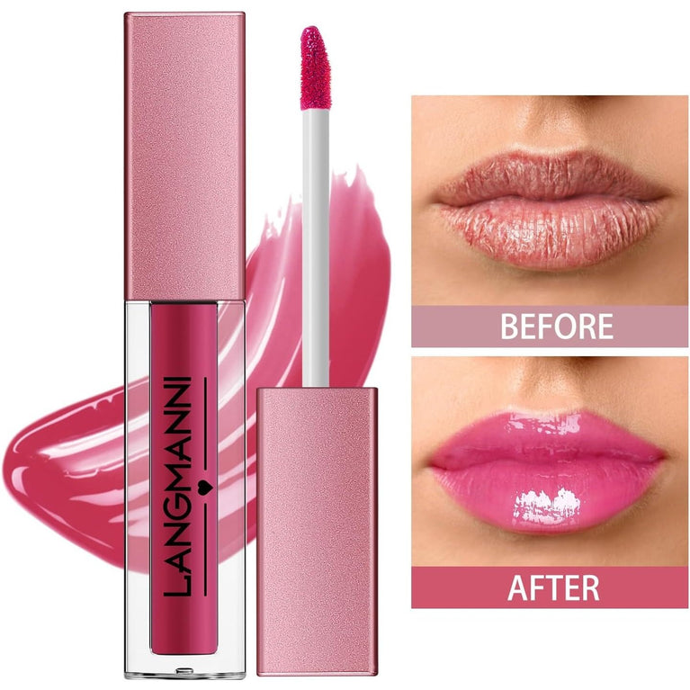 LANGMANNI 12-Color Lip Gloss Makeup Set: Shiny, Smooth & Long-Lasting Lip Stains for Women and Girls