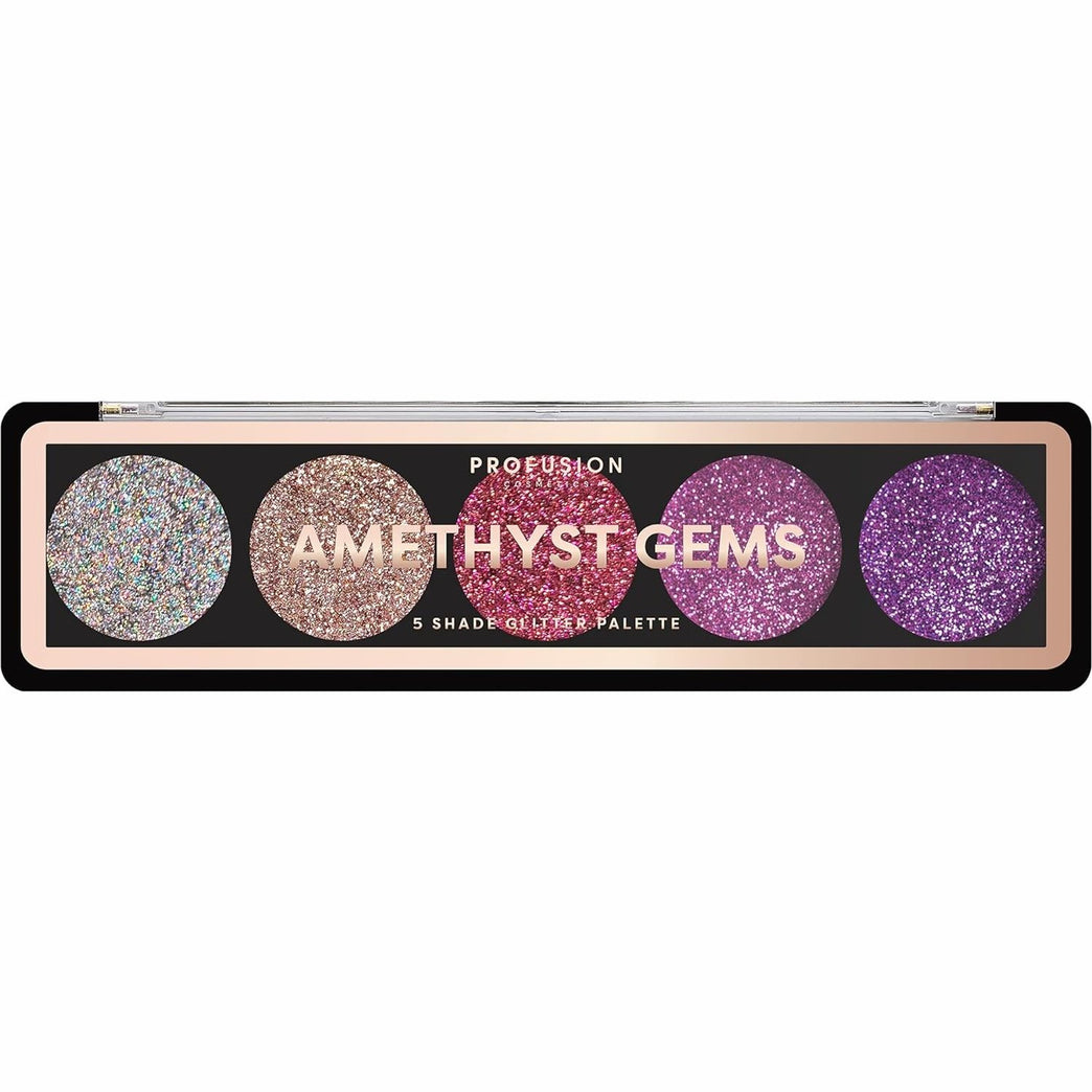 Profusion Cosmetics Shimmering Amethyst 5-Shade Glitter Eyeshadow Palette