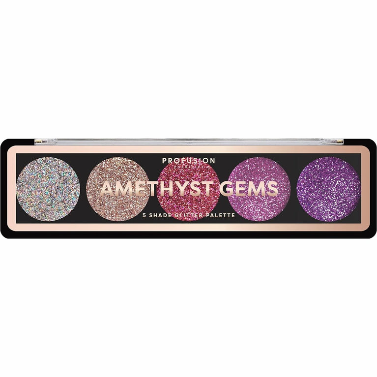 Profusion Cosmetics Shimmering Amethyst 5-Shade Glitter Eyeshadow Palette