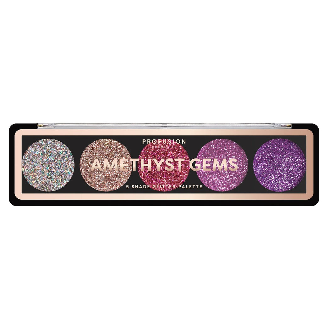 Profusion Cosmetics Shimmering Amethyst 5-Shade Glitter Eyeshadow Palette