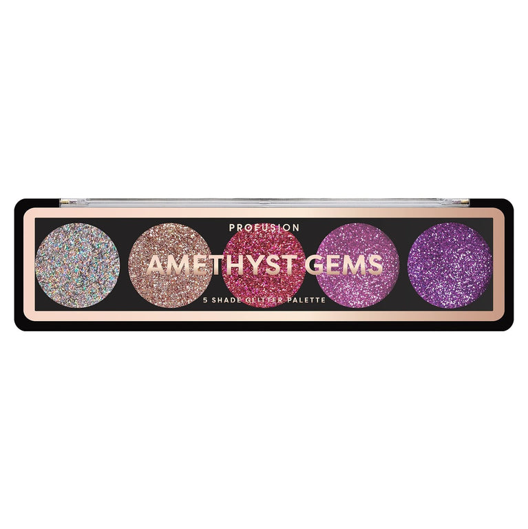 Profusion Cosmetics Shimmering Amethyst 5-Shade Glitter Eyeshadow Palette