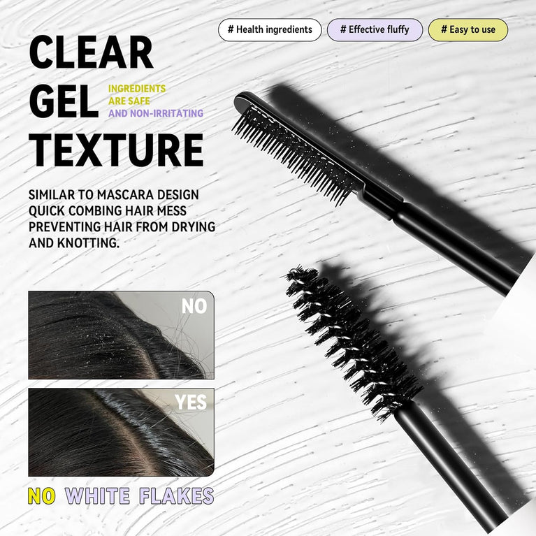 Double Head Hair Finishing Stick, Hair Mascara Brush Head & Comb Shaped Head Wax Stick, Flyaway Non-greasy Men Women Bangs Styling Products (ColorC 1pack)