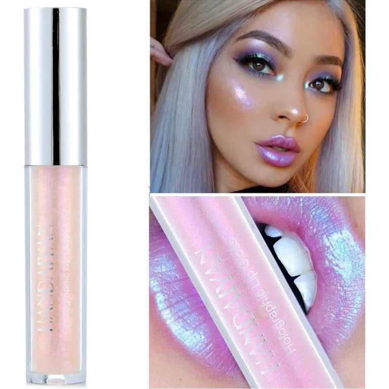 2-Piece Waterproof Glitter Lip Gloss Set with Matte Lipstick, Shimmering Lip Plumper, and Tinted Lip Balm in Nude Shades (#07#05)