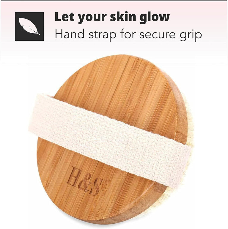 2-Piece Natural Bamboo Body Brush Set for Exfoliating and Shower Scrubbing