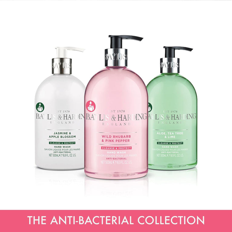 Jasmine and Apple Blossom Anti-Bacterial Hand Wash, 500 ml (Pack of 3) - Vegan Friendly by Baylis & Harding