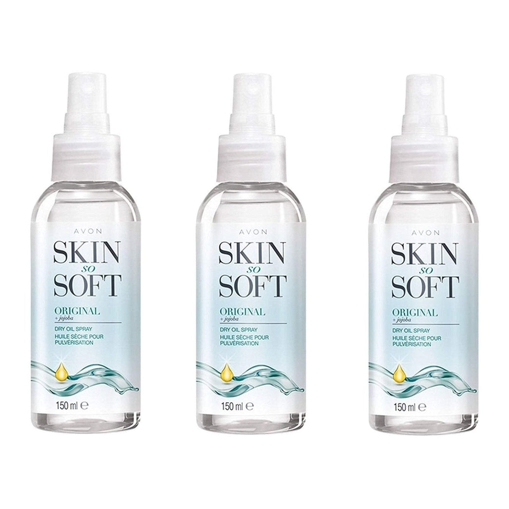 Avon Skin So Soft Original Dry Oil Body Spray with Jojoba 150 ml, Pack of 3
