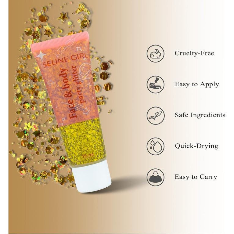 Veroa's Multi-Color Chunky Glitter Gel - 5Pcs, 75ml Holographic Sequins for Body, Hair, Face, Eye, and Lip Festival Makeup Decoration, Perfect for Parties, Shows, Nightclubs, and Art Festivals - Vegan and Cruelty-Free