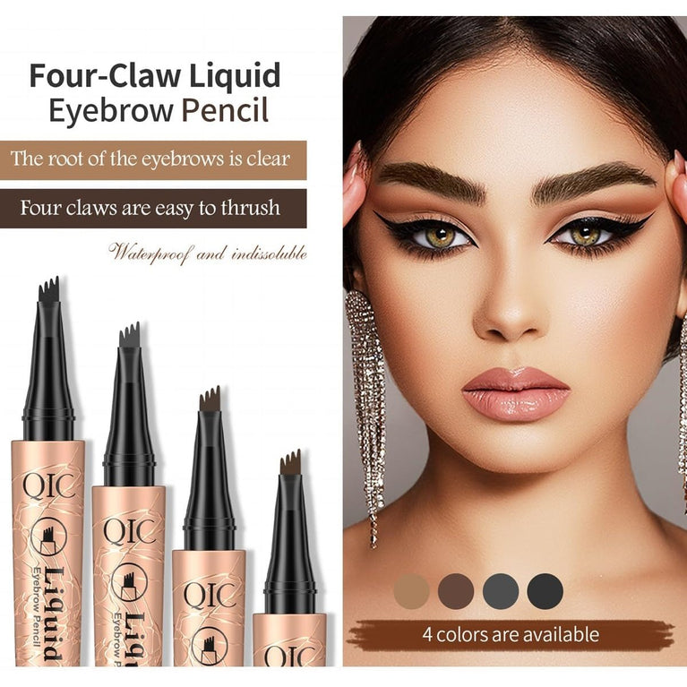 Long-Lasting Waterproof Eyebrow Pen with Quad-Tip Design for Natural and Full Brow Look (Shade: Light Coffee)