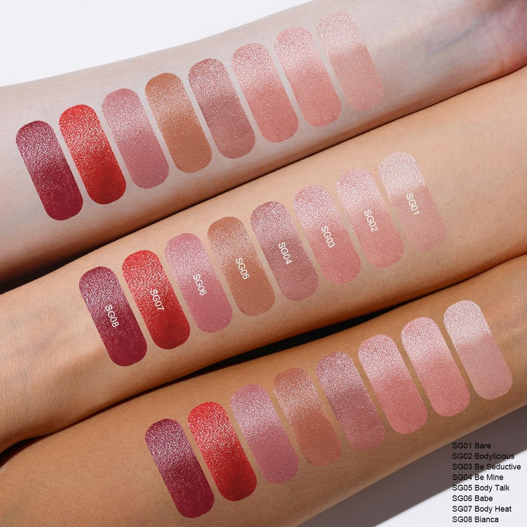 Oulac High Coverage Crème Lipstick - Hydrating Shea Butter Infused, Satin Finish, Vegan and Gluten-Free, Nude Lip Colour SG01 Bare for Women