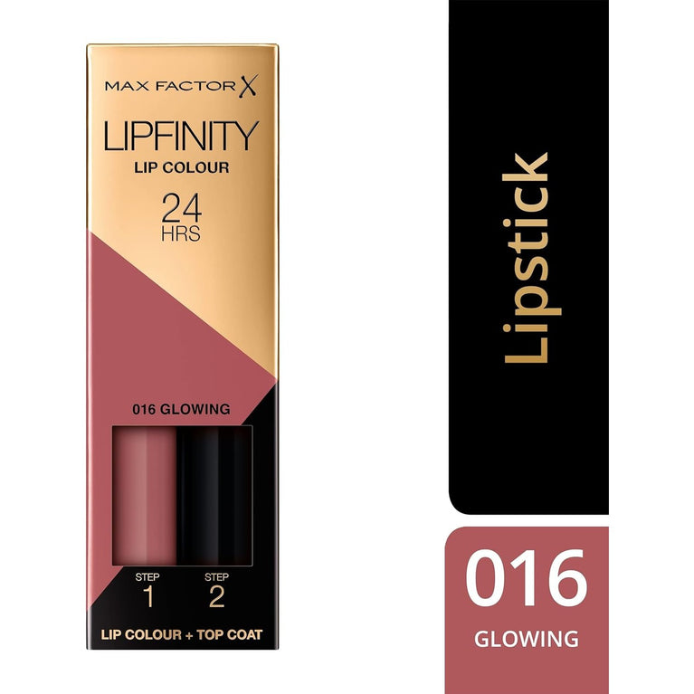 Max Factor Lipfinity Two-Step Lipstick - 4.2g, 016 Glowing Pink for Glamorous Long-Lasting Finish