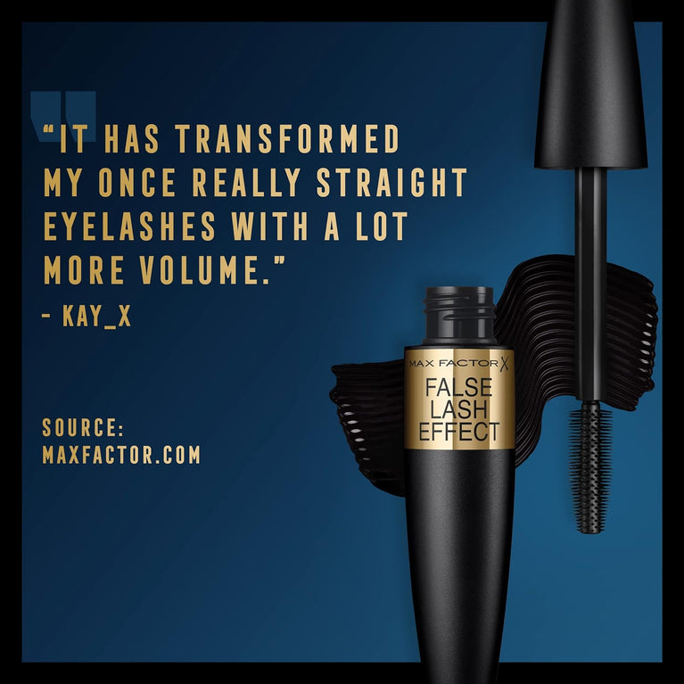MAX FACTOR Pro-Vitamin B5 Infused Flake-Free Volumising Mascara - False Lash Effect, Long-Lasting, Smudge-Proof - Shade 01 Black (13.1ml)