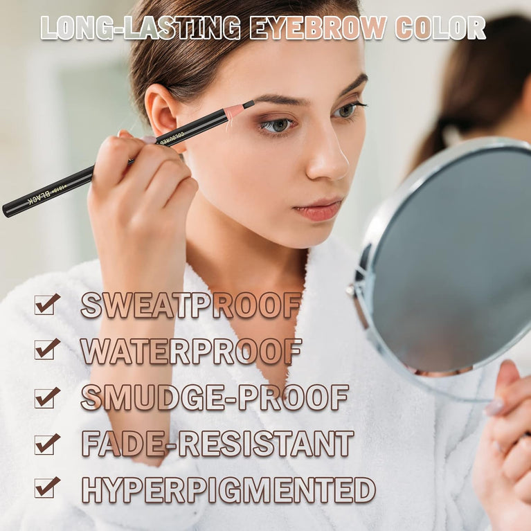 6-Pack Long-Lasting Waterproof Eyebrow Pencil Set with Sharpener - Black Brow Tattoo Makeup and Microblading Kit, Suitable for All Day Wear